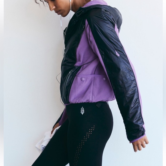 Free People Jackets & Blazers - Free People FP Movement Go The Distance Fleece Color Block Hooded Zip Up Jacket